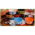 Haonai eco-friendly 6 inch customized decal printed stoneware crock dog dish dog bowl